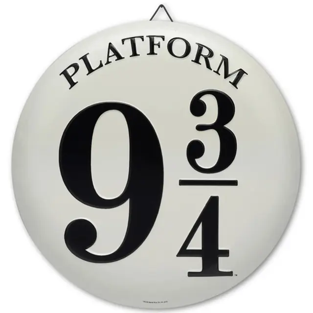 Harry Potter Platform 9 3/4 Round Button Embossed Metal Sign
