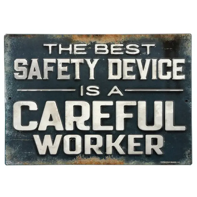 Careful Worker 18" Shaped Embossed Metal Sign