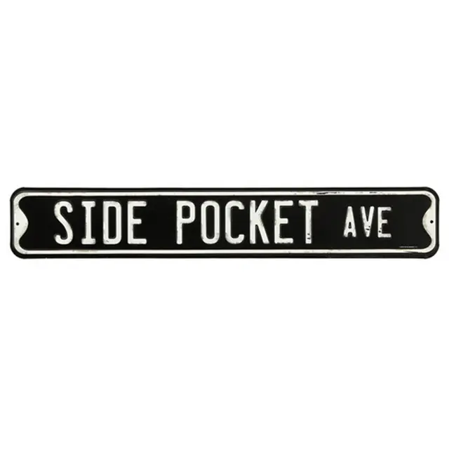 Side Pocket Ave 20" Embossed Metal Street Sign - Black with White