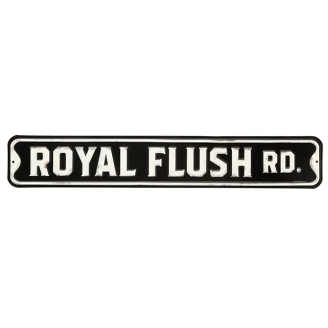 Royal Flush Rd 20" Embossed Metal Street Sign - Black with White