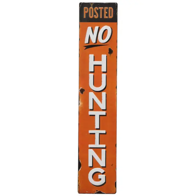 Posted No Hunting Vertical Embossed Metal Sign