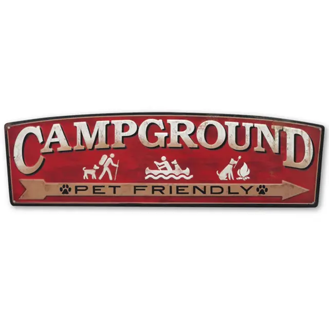 Campground Pet Friendly 22" Shaped And Embossed Metal Sign