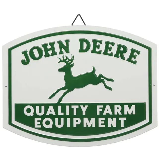 John Deere Farm Equipment Saped And Embossed Metal Sign 13"