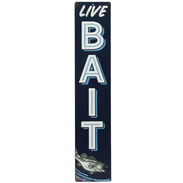 Live Bait Embossed Metal Sign
