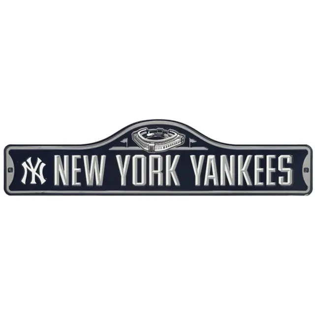 New York Yankees 20" Round Top Embossed Metal Street Sign - Blue