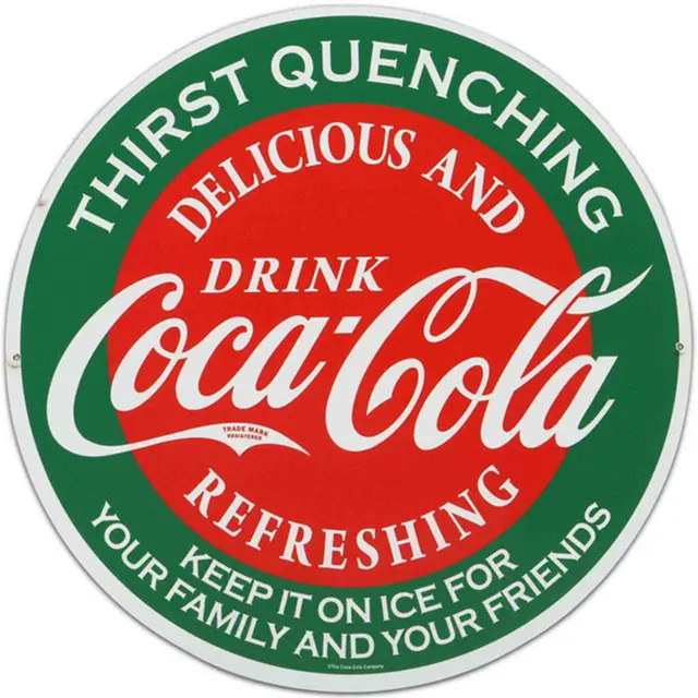 Coca-Cola Thirst Quenching Round Metal Sign