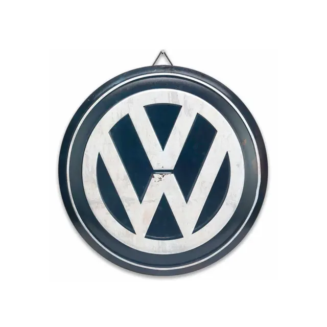 Volkswagen Logo Rustic 12" Button Embossed Metal Sign