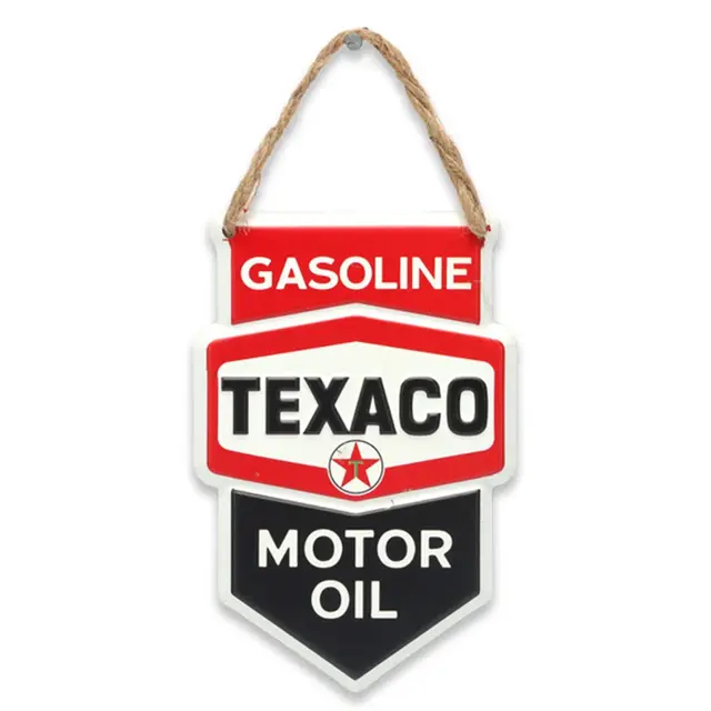 Texaco Motor Oil Sheild Embossed Metal Sign