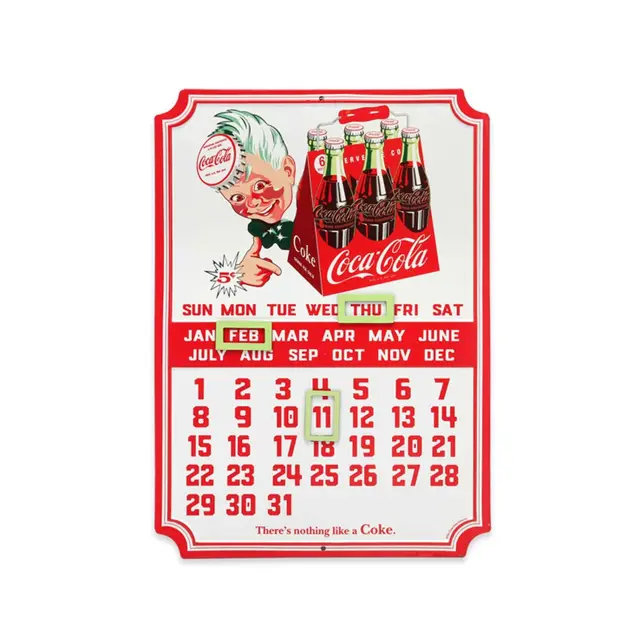 Coca-Cola Sprite Boy Perpetual Calendar Embossed Metal Sign With Magnets