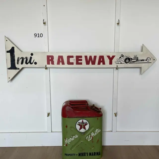 1 mile to Raceway Hand Painted Wood Sign