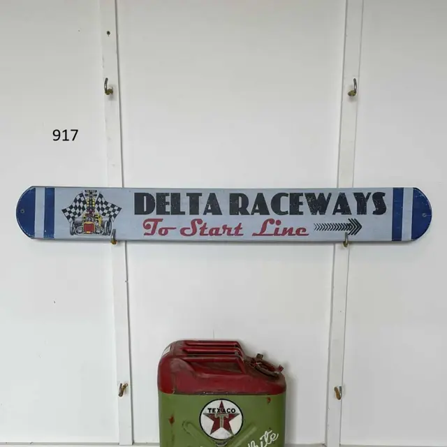 Delta Raceway To Start Line Hand Painted Wood Sign