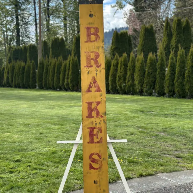 Brakes Hand Painted Wood Sign