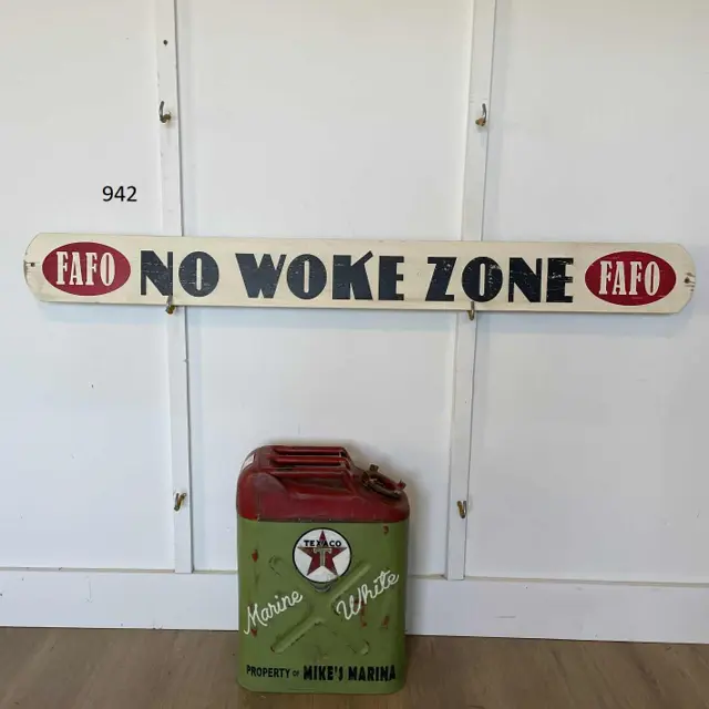 FAFO No Woke Zone Hand Painted Wood Sign
