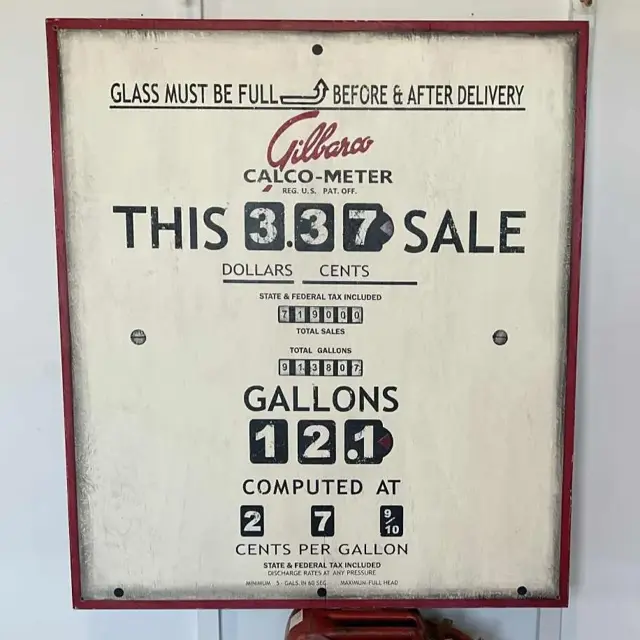 Gilbarco Pump Face Plate Hand Painted Wood Sign