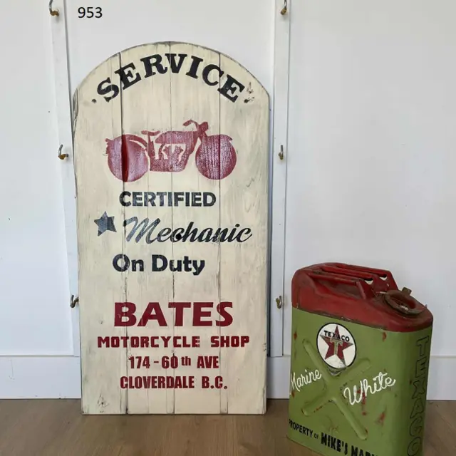 Bates Certified Mechanic On Duty Hand Painted Wood Sign