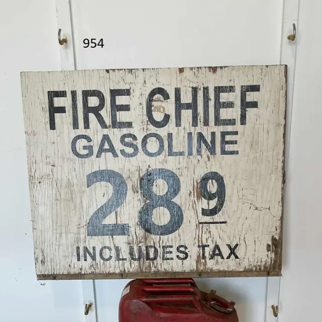 Photo of the Fire Chief Gasoline hand-painted wood board
