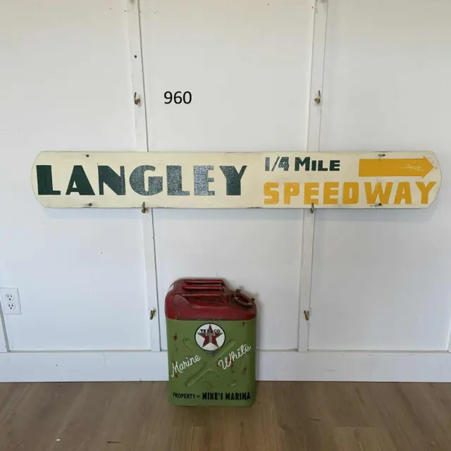Langley Speedway 1/4 Mile Hand Painted Wood Sign