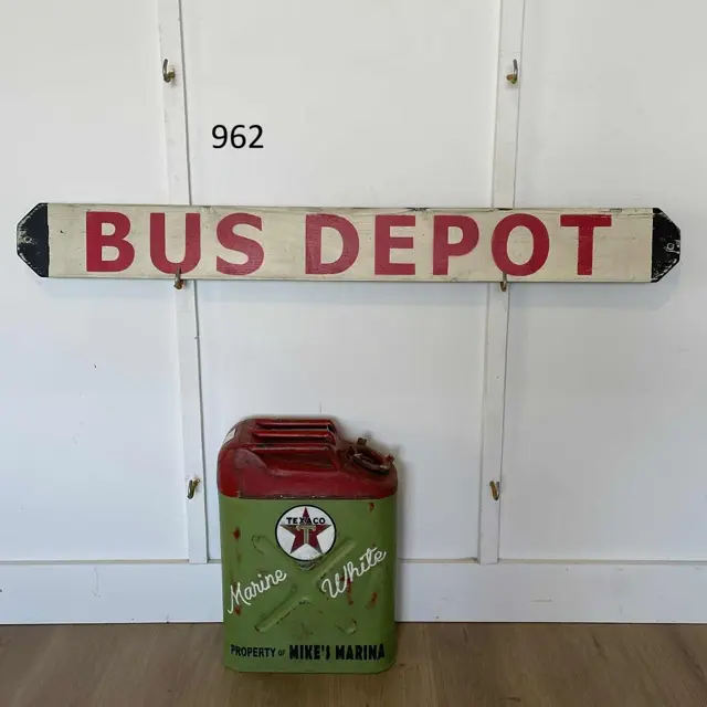 Bus Depot Hand Painted Wood Sign