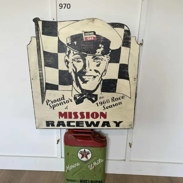 Home Gas Race Flage Hand Painted Wood Sign