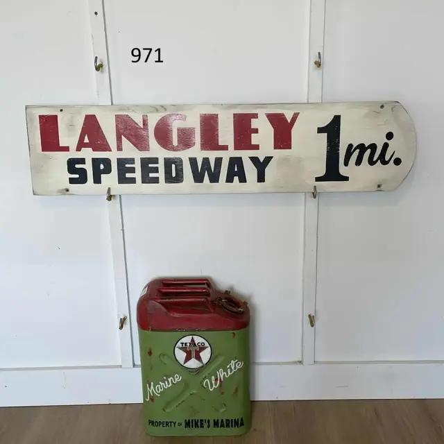 Langley Speedway 1 Mile Hand Painted Wood Sign
