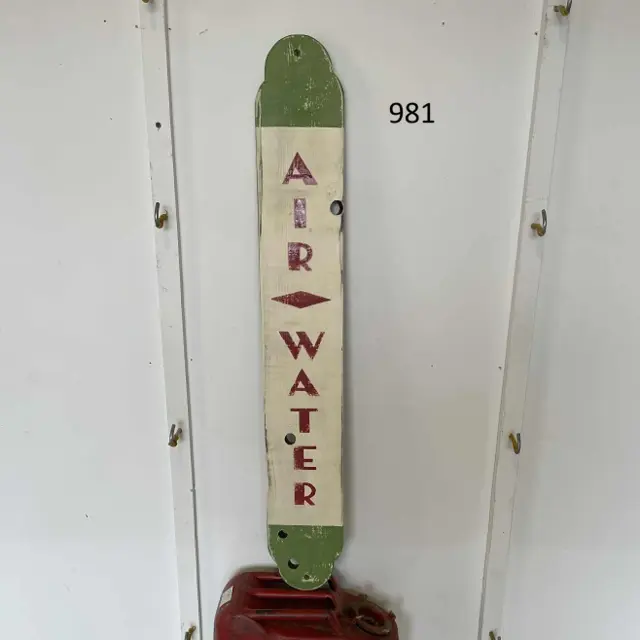 Air & Water Hand Painted Wood Sign - Green And Red