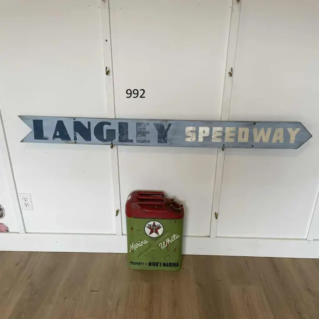 Langley Speed Way Hand Painted Wood Sign