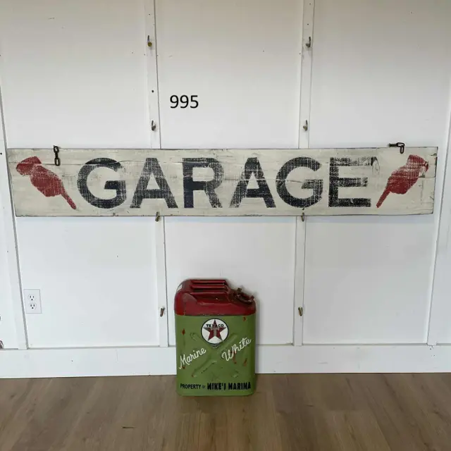 Garage Pointing Hands Hand Painted Wood Sign