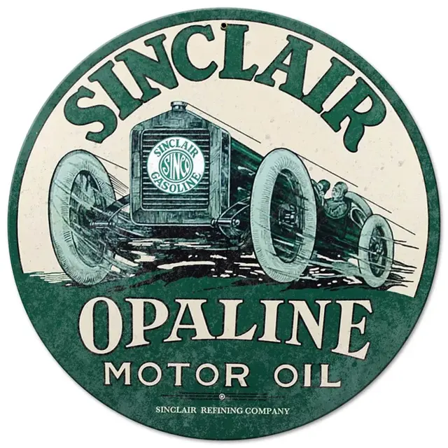 Sinclair Opaline Motor Oil Plasma Cut Round Steel Sign 14"x14"