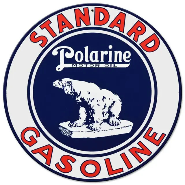 Standard Gasoline Polarine Plasma Cut Round Steel Sign 14"x14"