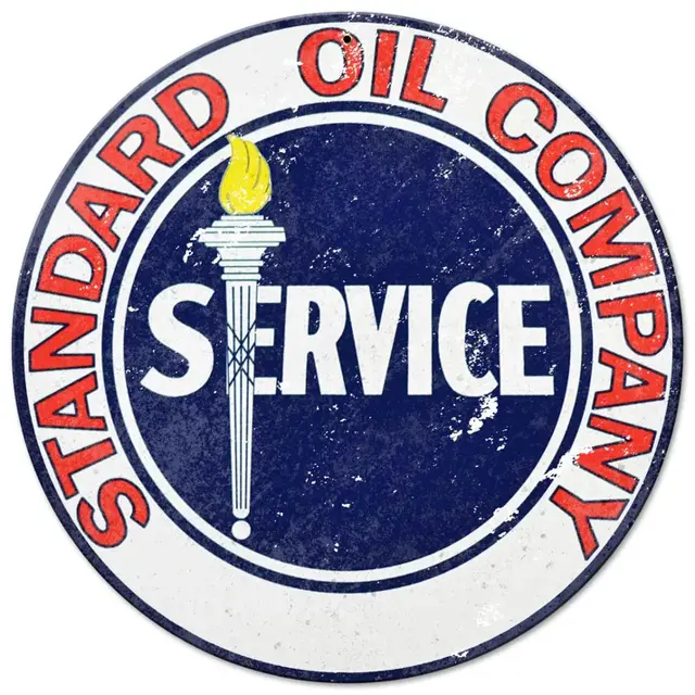 Standard Oil Service Plasma Cut Round Steel Sign 14"x14"