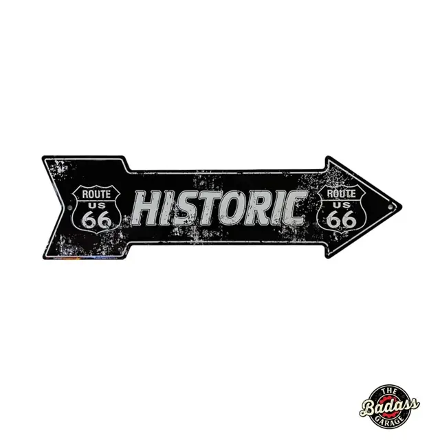 Route 66 Historic Distressed 20" Embossed Tin Arrow Sign