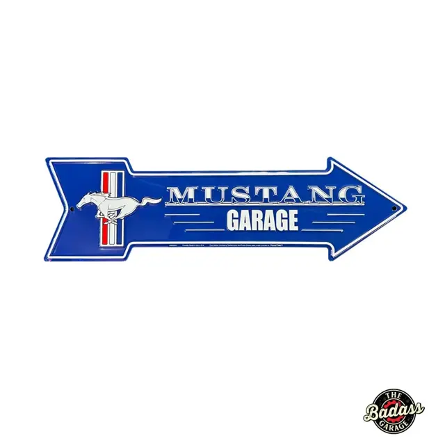 Mustang Garage 20" Embossed Tin Arrow Sign