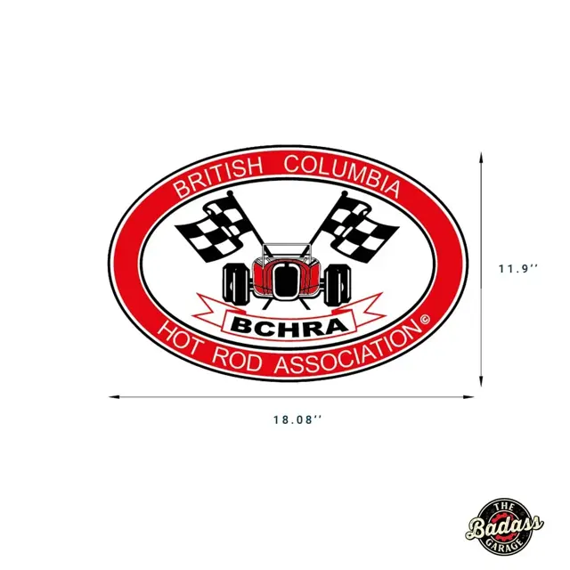 BCHRA Official Logo 20-Gauge Steel Sign: the British Columbia Hot Rod Association logo on a white steel sign