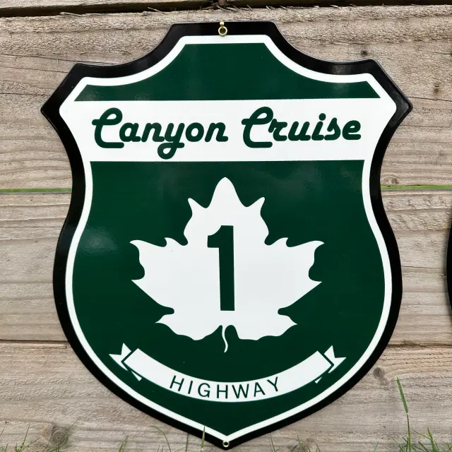 Canyon Cruise Hwy 1 Shield sign, plasma-cut steel