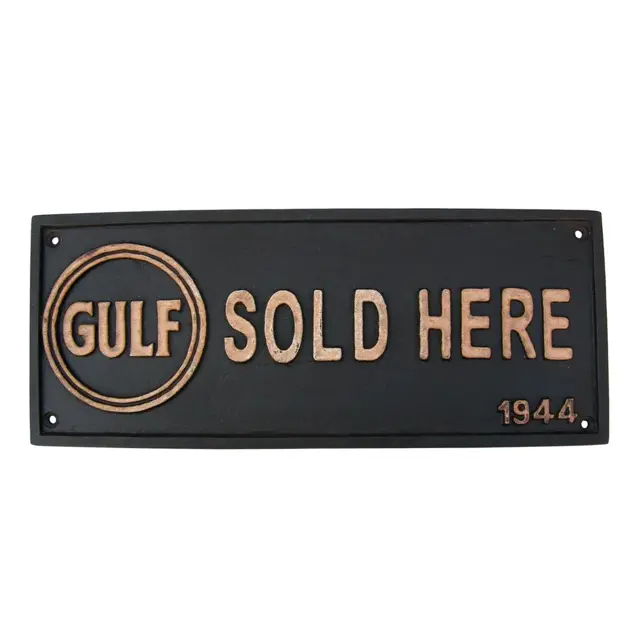 Gulf Sold Here Antique Finish Cast Iron Plaque