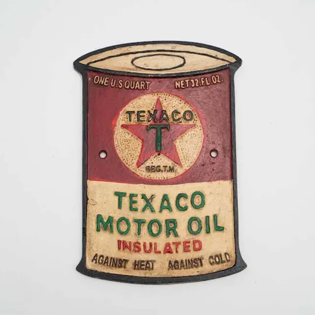 Texaco Motor Oil Vintage Can Cast Iron Sign