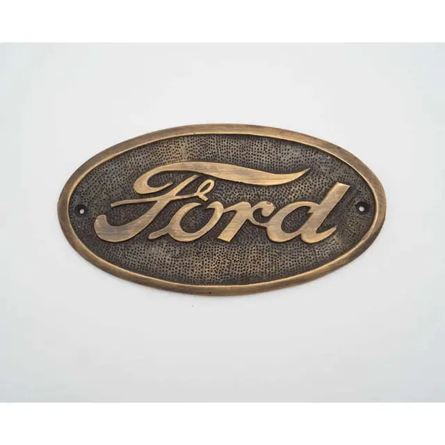 Ford Embossed and Shaped Brass Plaque