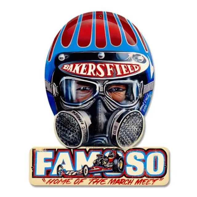 Famoso Helmet Plasma Cut Steel Sign 15"x12"