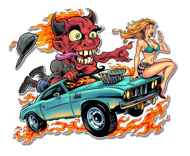 Speed Demon Flaming Hot Rod Plasma Cut Steel Sign 17"x13"