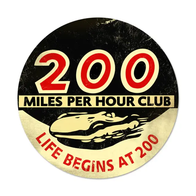 200 Mph Club Plasma Cut Round Steel Sign 14"x14"