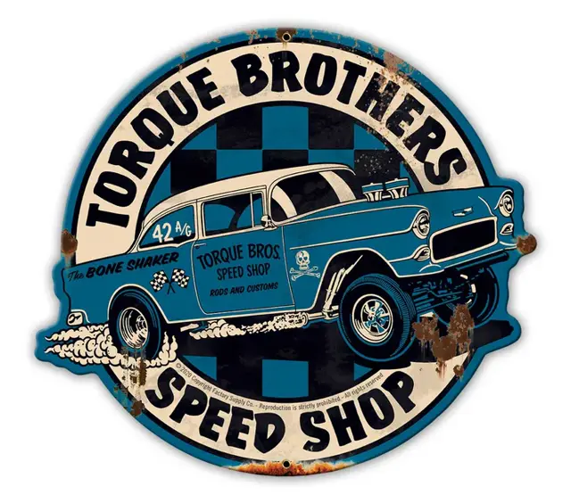 Torque Bros 55 Chevy Gasser Plasma Cut Steel Sign 15"x14"