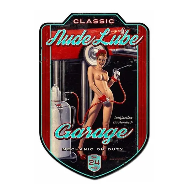 Nude Lube Garage Plasma Cut Steel Sign 12"x18"
