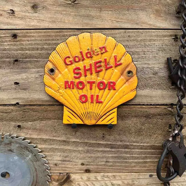 Golden Shell Motor Oil Clam sign, cast iron