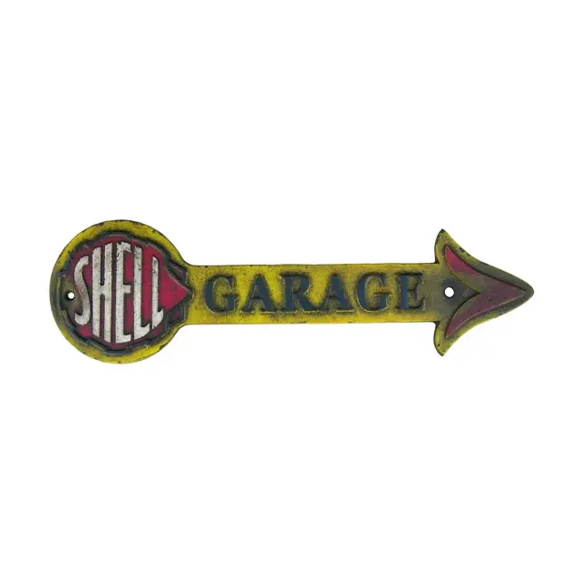 Shell Oil Garage Yellow Arrow Cast Iron Sign