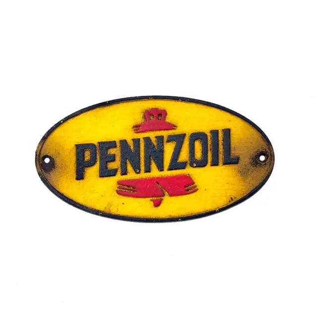 Pennzoil Yellow Oval Cast Iron Sign