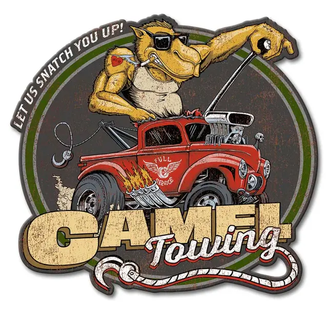 Camel Towing Plasma Cut Steel Sign 16"x15"