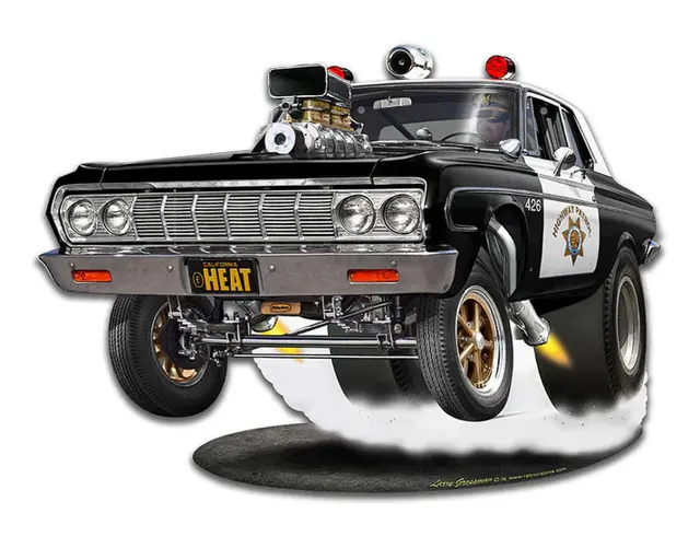 1964 Mo-Power Cop Car Plasma Cut Steel Sign 15"x11"
