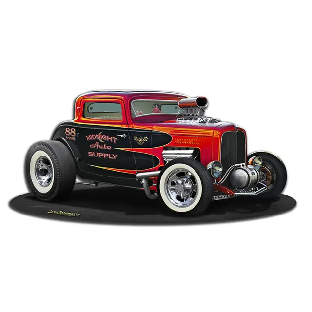 1932 Blown Street Rod Plasma Cut Steel Sign 17"x8"