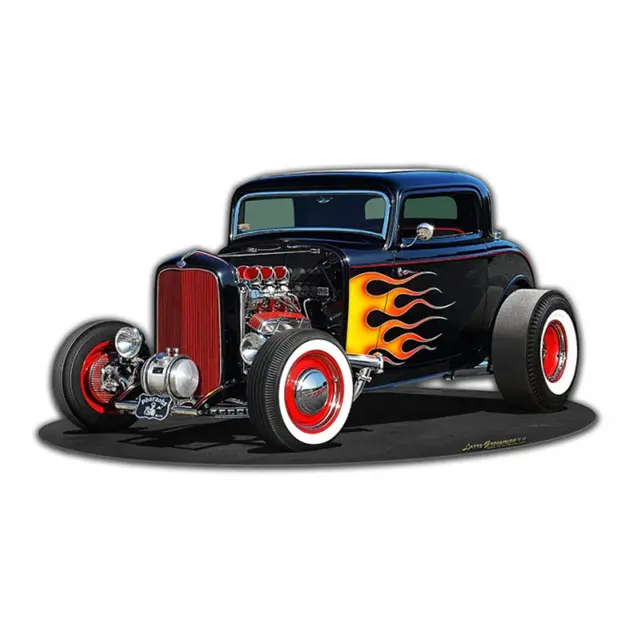 1932 Deuce Coupe Plasma Cut Steel Sign 17"x9"