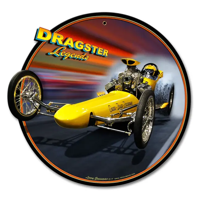 Dragster Legends Plasma Cut Steel Sign 16"x16"